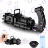 Bubble Gun- 8 Hole Automatic Gatling Bubble Gun Blower Maker, with 3 Batteries and Bubble Water
